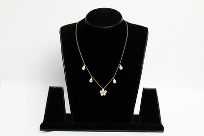 925 Silver ,22K GOLD plated Moissanite polki studded DROP necklace with Flower motif