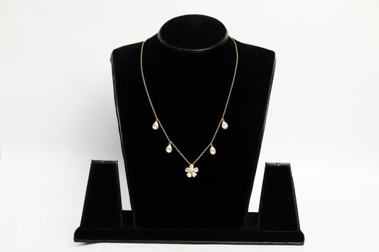925 Silver ,22K GOLD plated Moissanite polki studded DROP necklace with Flower motif