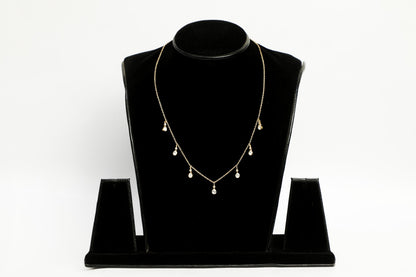 925 Silver ,22K GOLD plated Moissanite polki studded DROP necklace with light weight pear drops motif
