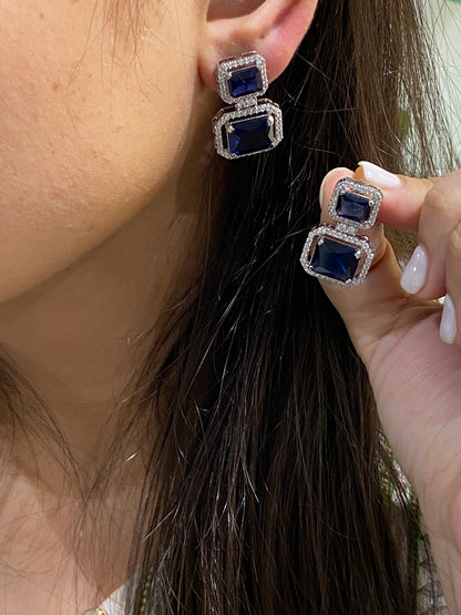 925 STERLING SILVER two stone earrings